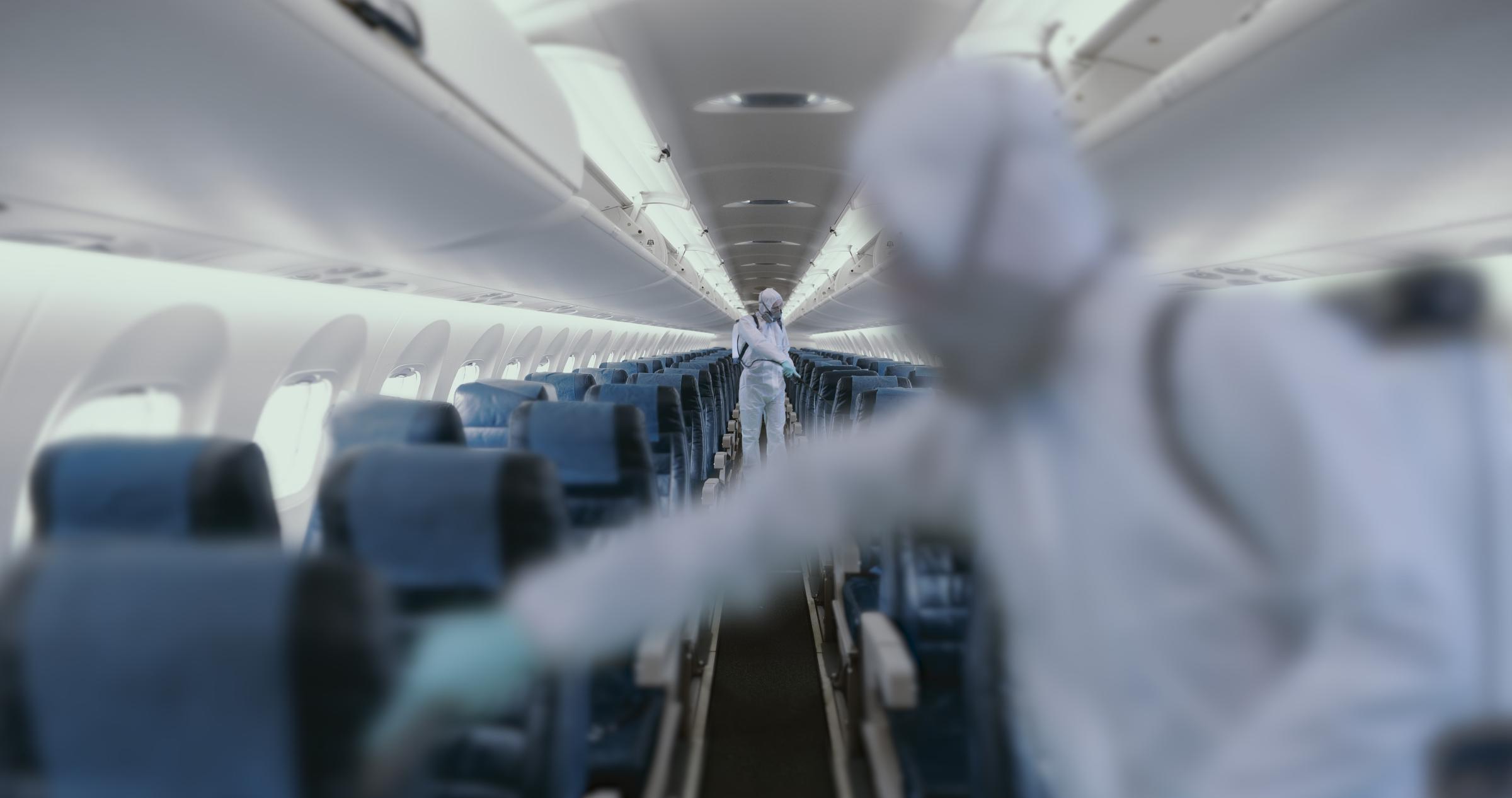 Sanitizing an airplane
